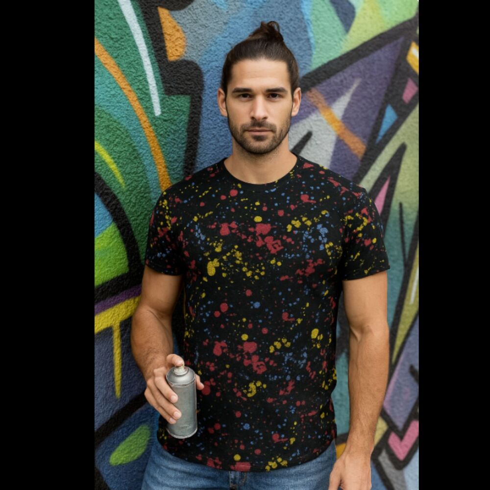 Carbon Paint Splash Short Sleeve Shirt (Size L)
